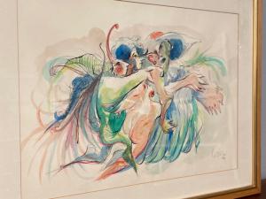 Watercolor and ink painting G. Lizzini signed 20th century Contemporary art size 87 x 67